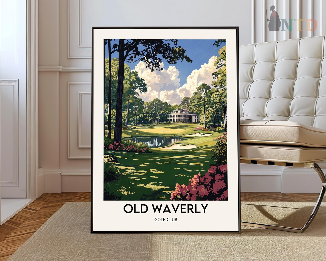 Old Waverly Golf Club Championship Course Clubhouse Vintage Golf Poster