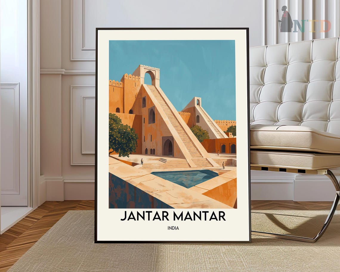 Jantar Mantar India Ancient Observatory Amber Stone Travel Poster