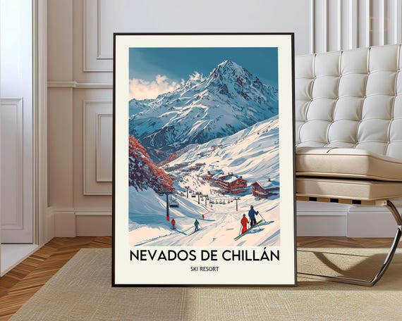 Nevados De Chilln Ski Resort Poster Wall Art Print Andes Chile