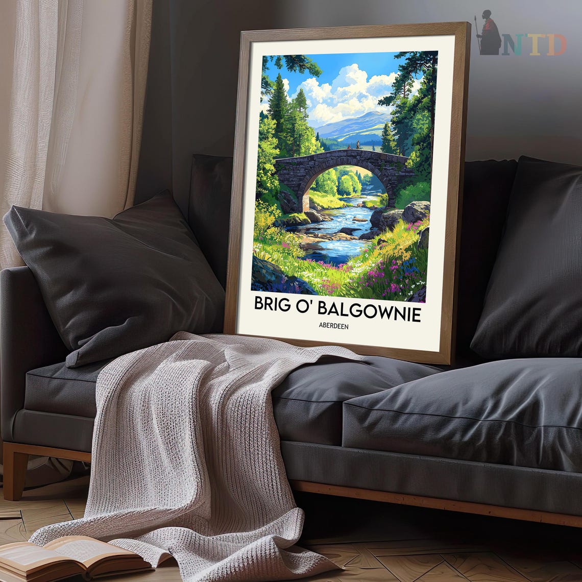 Brig O Balgownie Aberdeen Scotland Stone Bridge River Meadow Poster - Image 3