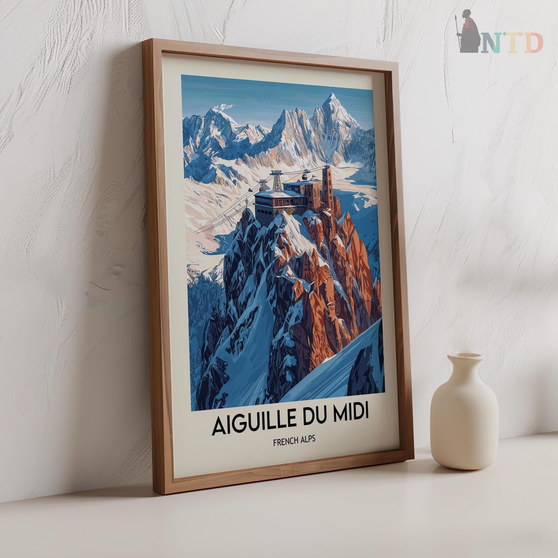 Aiguille du Midi French Alps Summit Cable Car Vintage Poster - Image 2