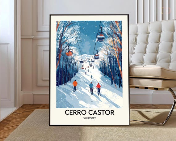 Cerro Castor Ski Resort Poster Wall Art Print Argentina