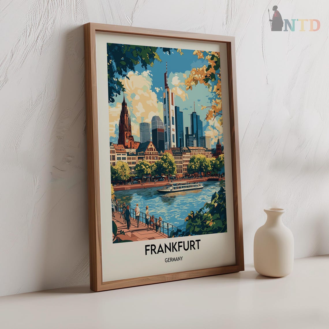 Frankfurt Skyline Over the Main River with Cathedral Spire Poster - Image 2