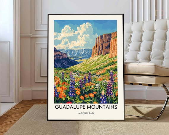 Guadalupe Mountains National Park Desert Wildflower Travel Poster