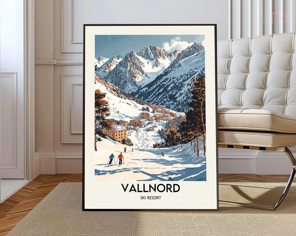Vallnord Andorra Ski Resort Snowy Valley Winter Travel Poster