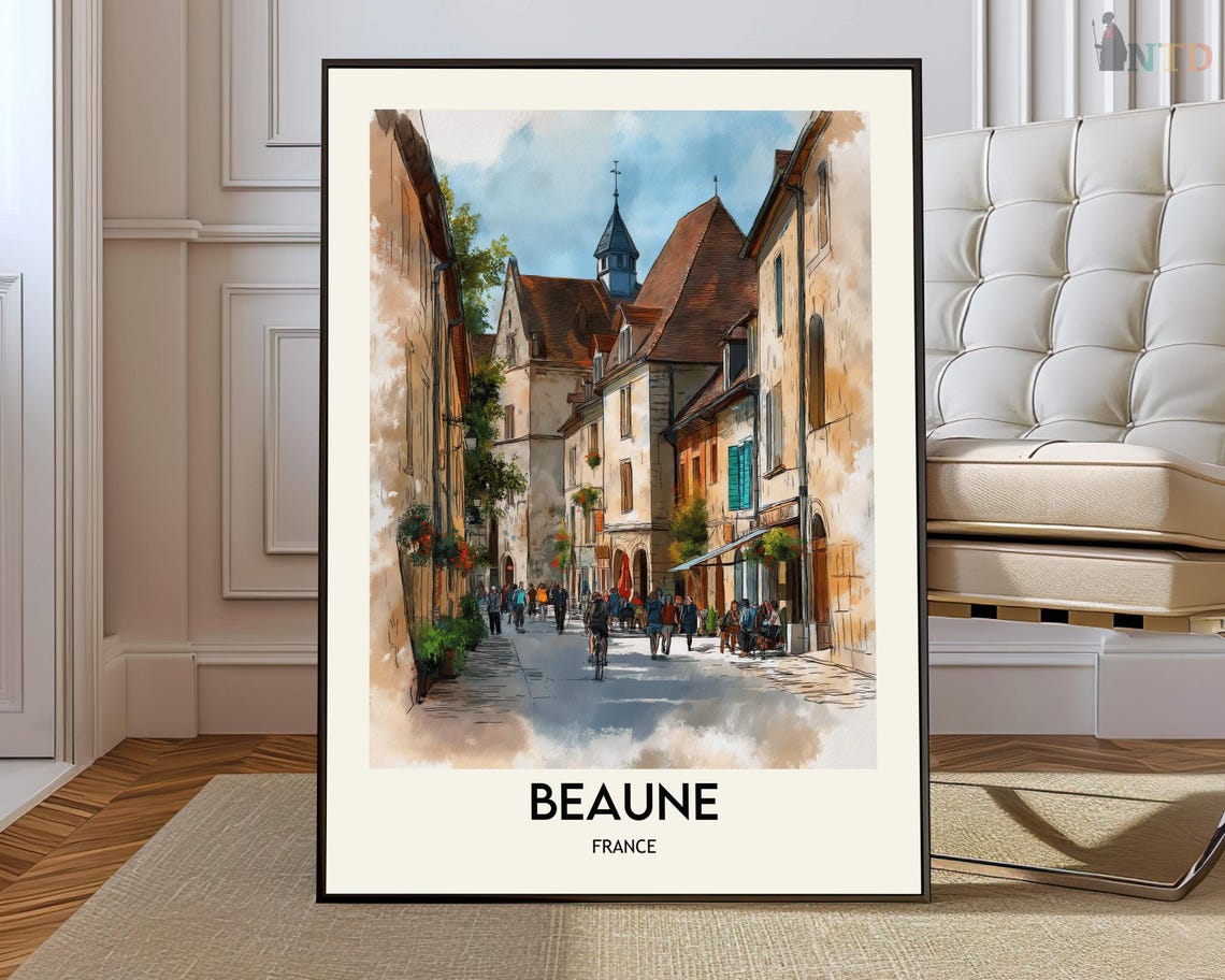 Beaune France Colorful Geometric City Map Modern Travel Print
