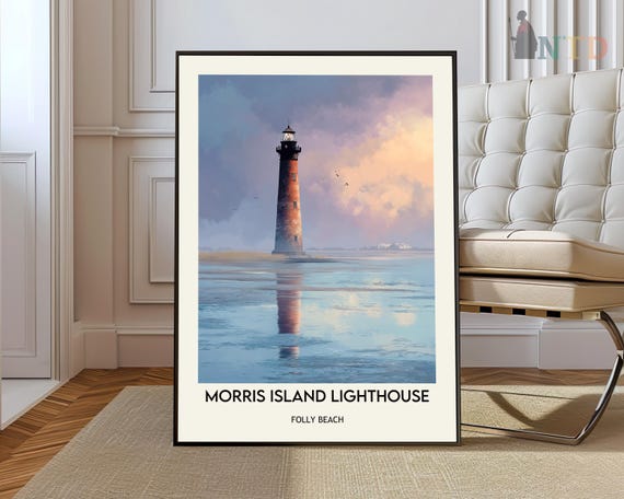 Morris Island Lighthouse Poster Wall Art Print Folly Beach