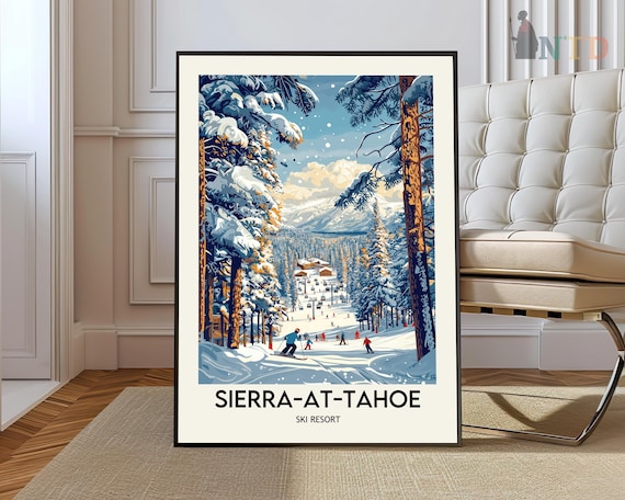 Sierra at Tahoe Ski Resort Vintage Winter Slope Poster Ski Lodge Art