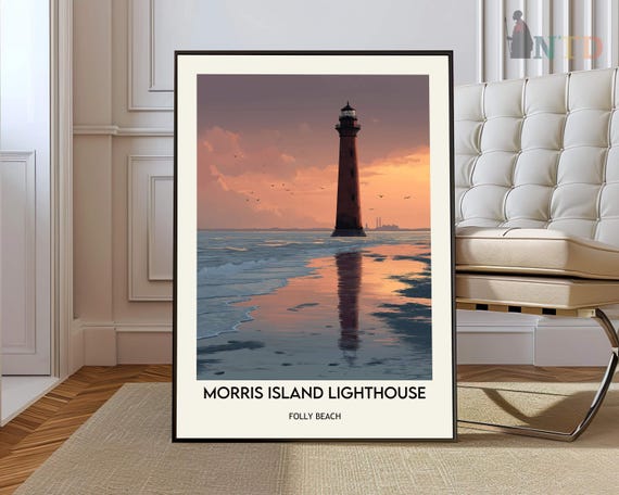 Morris Island Lighthouse Poster Wall Art Print Folly Beach