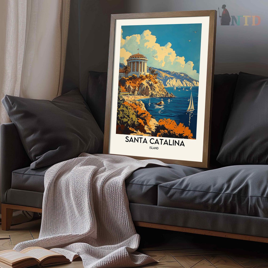 Santa Catalina Island Avalon Casino Cove Sailboats Sunset Seas Poster - Image 3