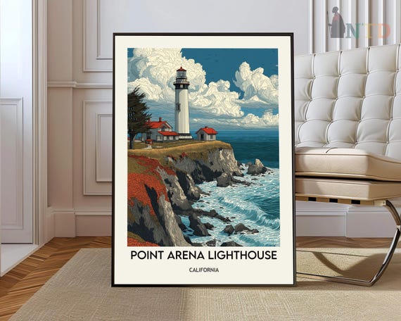 Point Arena Lighthouse Poster Wall Art Print Photo Mendocino