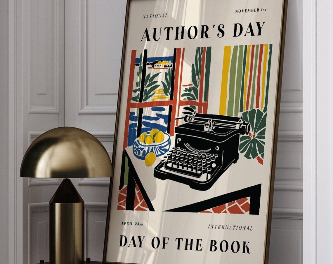 National Author's Day Book Typewriter Seaside Window Edition Poster - Image 6