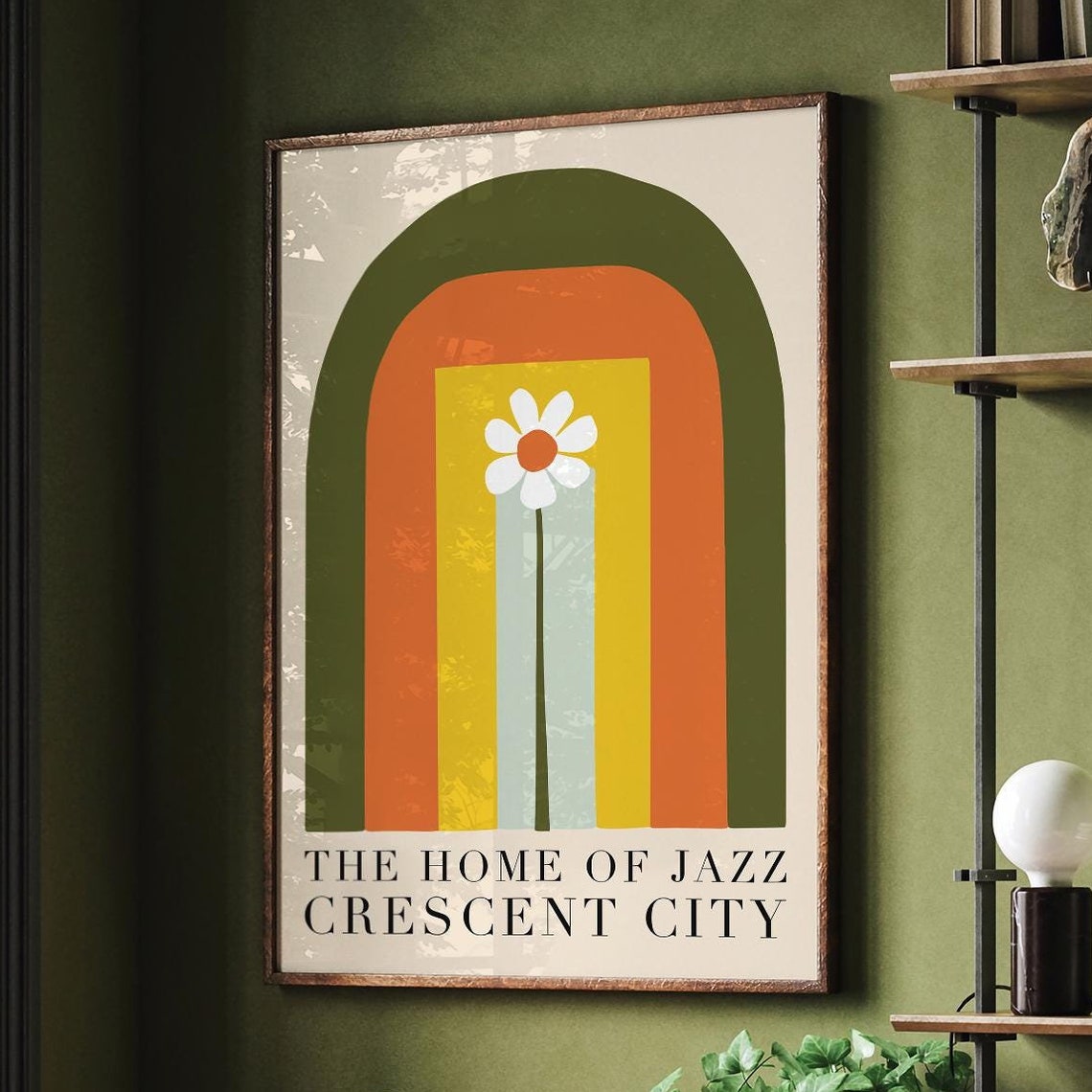New Orleans Jazz Poster Retro Crescent City Wall Art The Home Of Jazz Art Print Modern 70s Floral Print Music Lovers Gift Airbnb Decor - Image 5