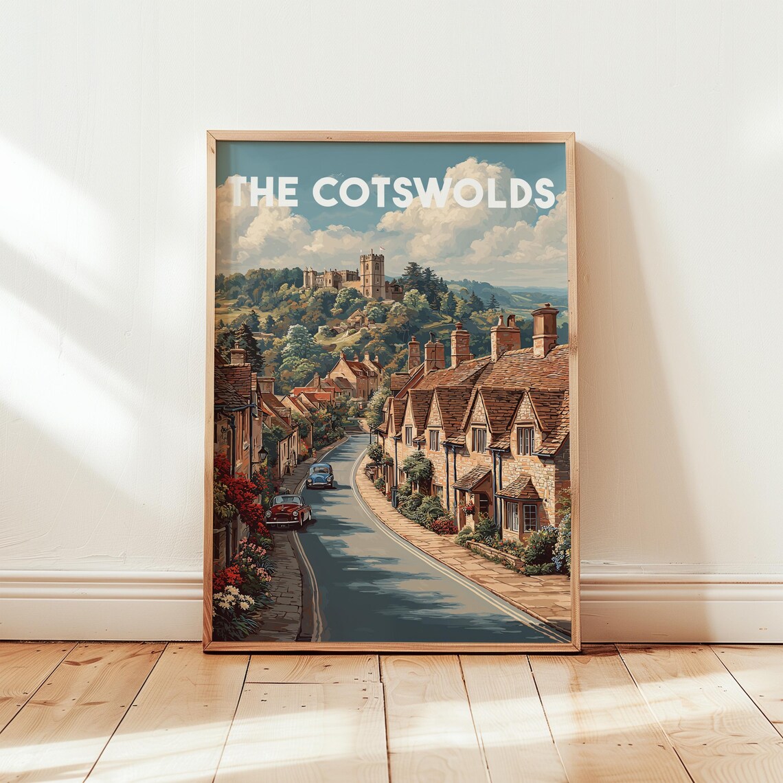 Vintage Cotswolds Travel Poster, British Countryside