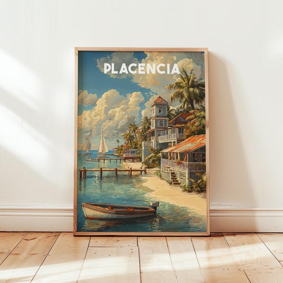 Placencia Belize Poster Coastal Travel Wall Art Tropical Beach Print Caribbean Home Decor