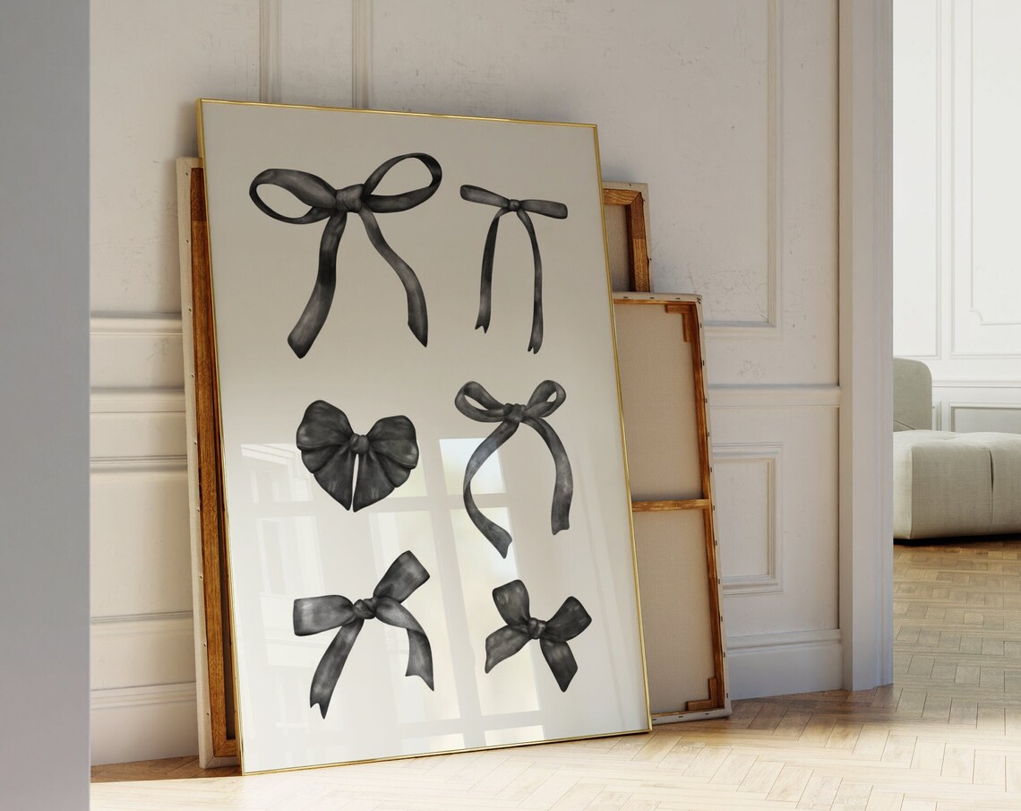 Black Watercolor Bow Collage Minimalist Chic Coquette Wall Art - Image 4