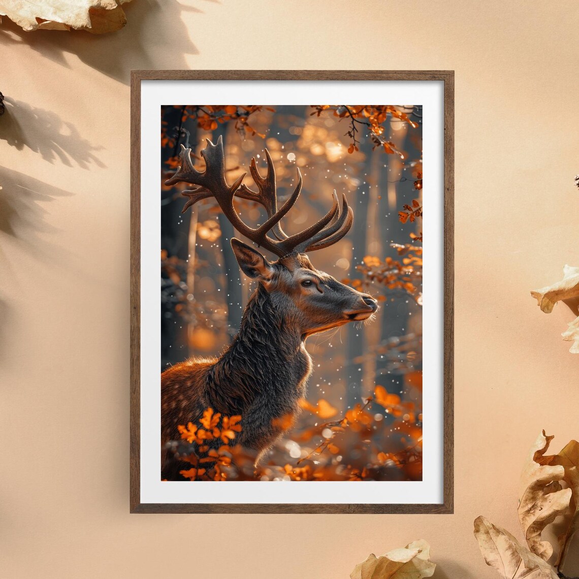 Autumn Deer Poster, Seasonal Wall Art Print