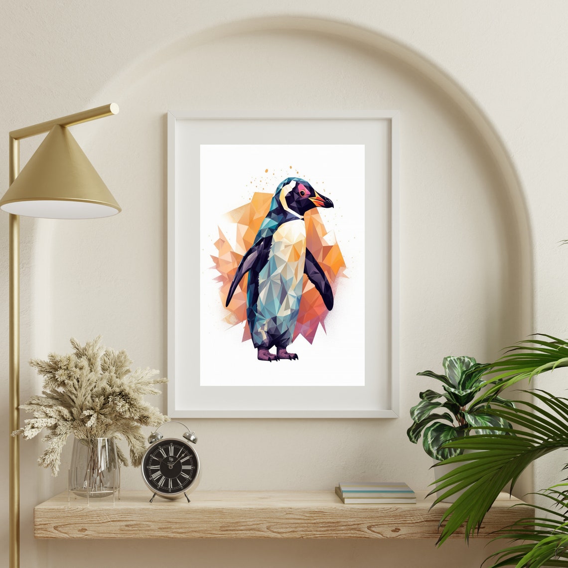 Geometric Low Poly Penguin Colorful Modern Animal Art Poster - Image 4