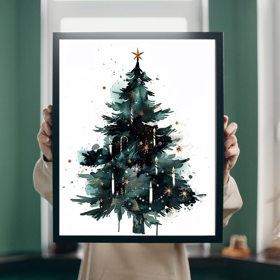 Christmas Tree With Candles Poster, Holiday Decor