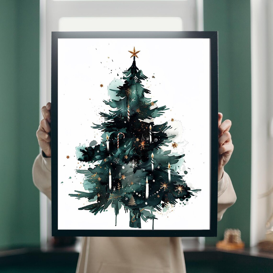 Christmas Tree With Candles Poster, Holiday Decor