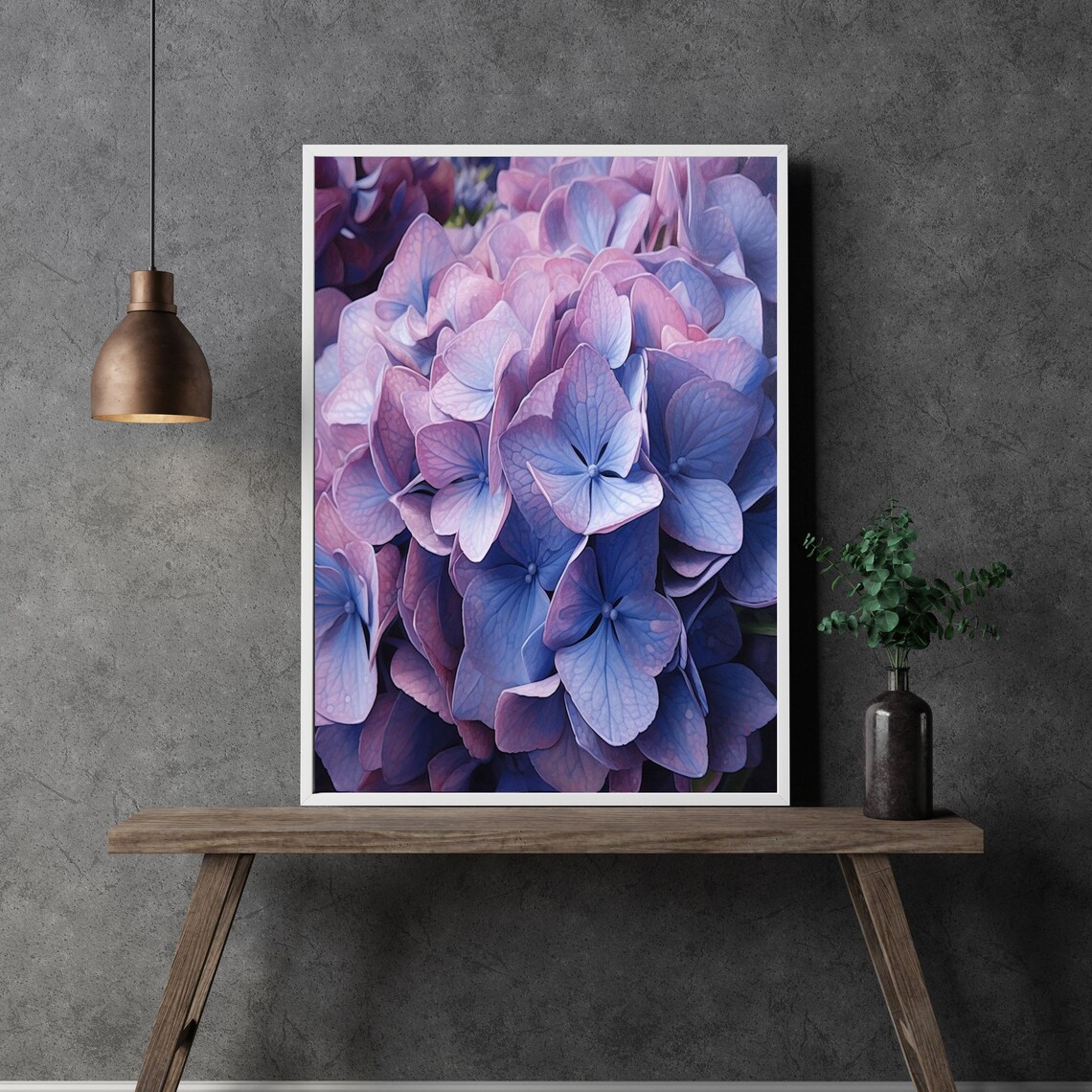 Blue Hydrangea Flower Poster, Botanical Wall Decor - Image 3