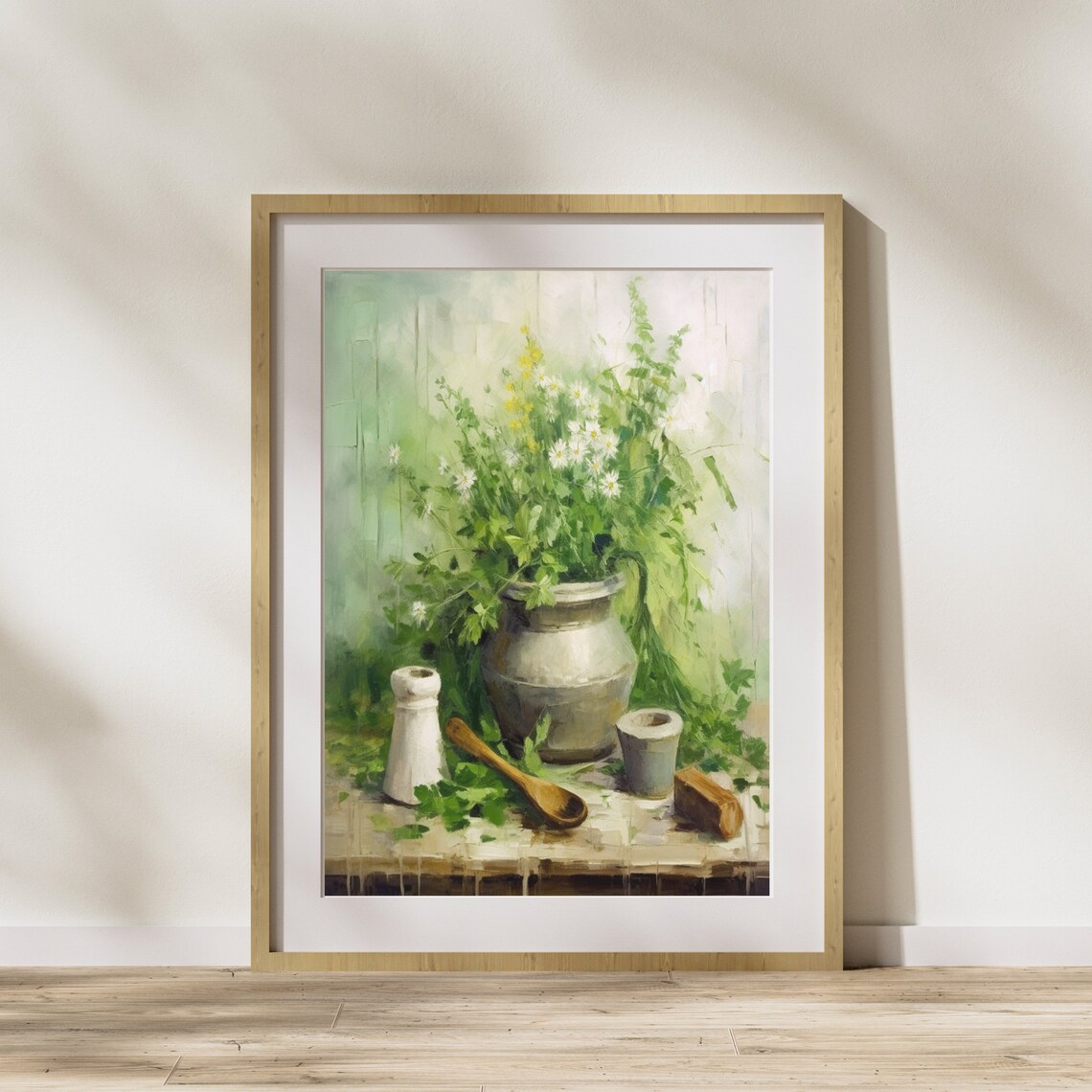Kitchen Watercolor Herbs Poster, Botanical Wall Art Print