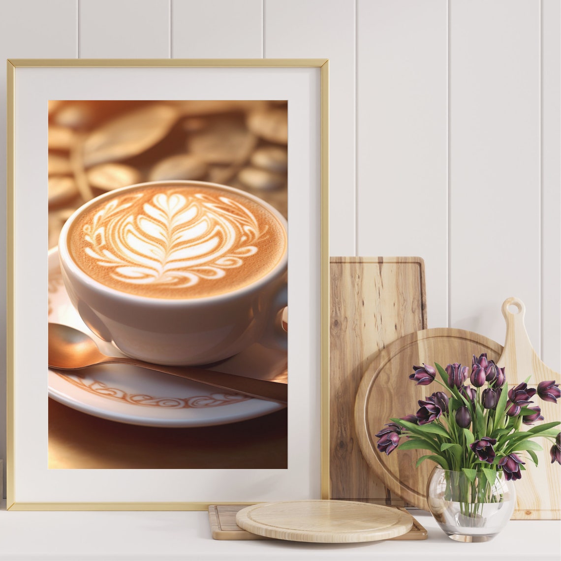 Cappuccino Rosetta Latte Art Warm Coffee Cup Photography Poster - Image 4