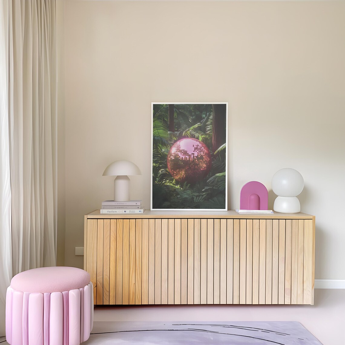 Retro Rainforest Disco Ball Art Print, Funky 70s - Image 4