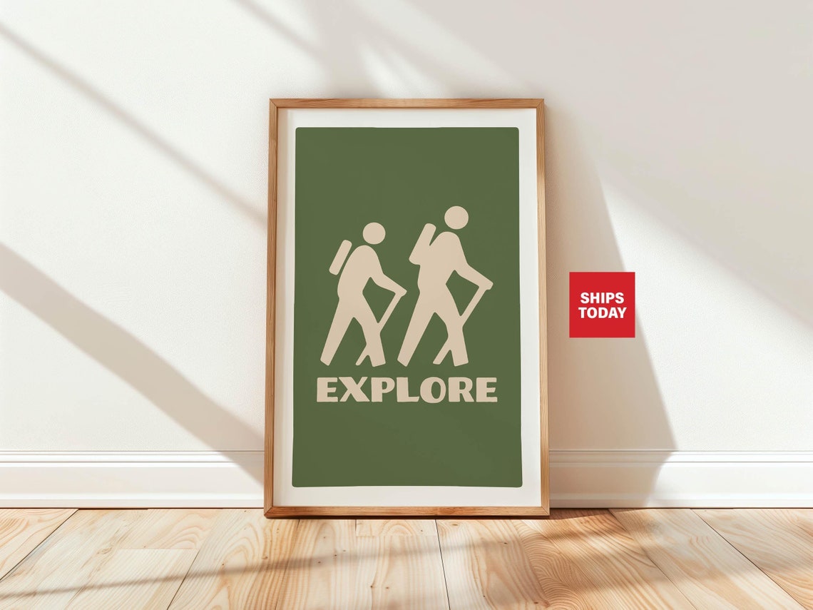 Explore Hiking Trail Minimalist Outdoor Adventure Wanderer Poster