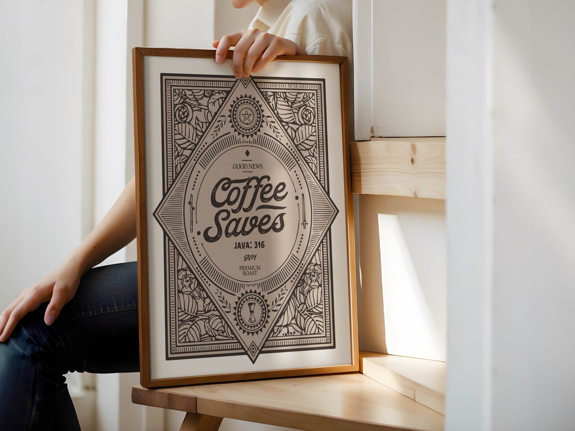 Good News Coffee Saves Art Deco Premium Roast Kitchen Poster - Image 3