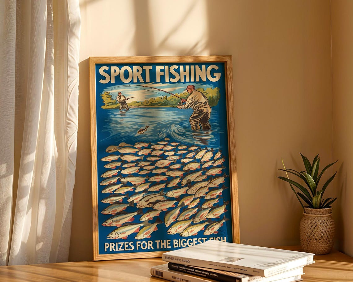 Vintage Sport Fishing - Retro Fisherman Poster - Image 6
