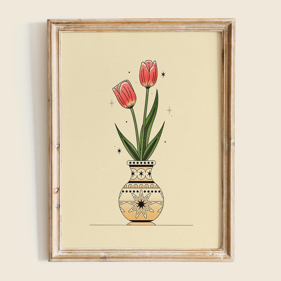 Tulip Illustration Art Print Colorful Wall Whimsical Home Decor