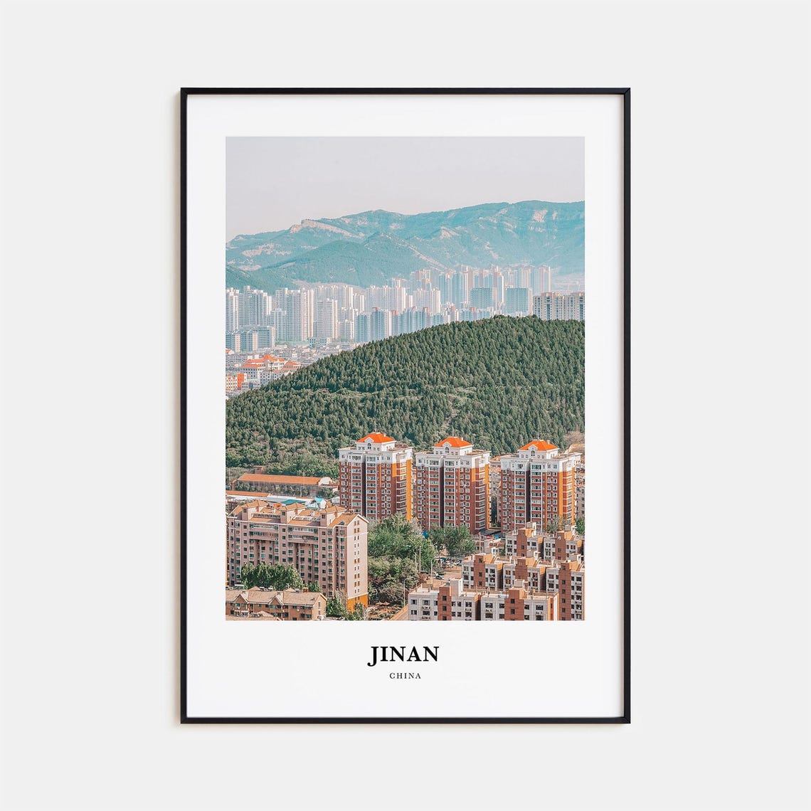 Jinan China City Skyline Forest Hills Mountain View Travel Poster