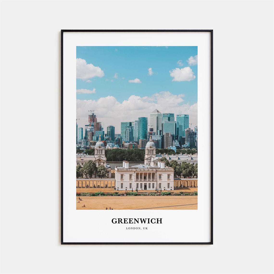 Greenwich London Naval College Canary Wharf Thames View Travel Poster