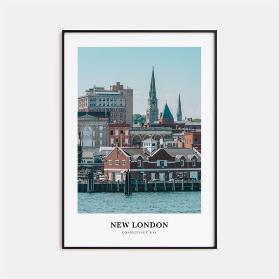 New London Travel Poster, Connecticut USA Map