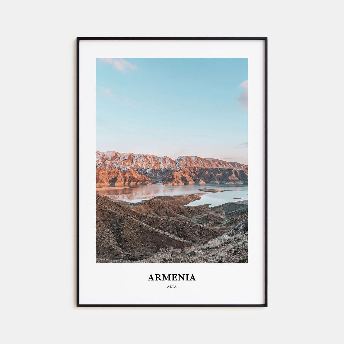 Armenia Mountain Lake Golden Sunset Caucasus Photography Poster
