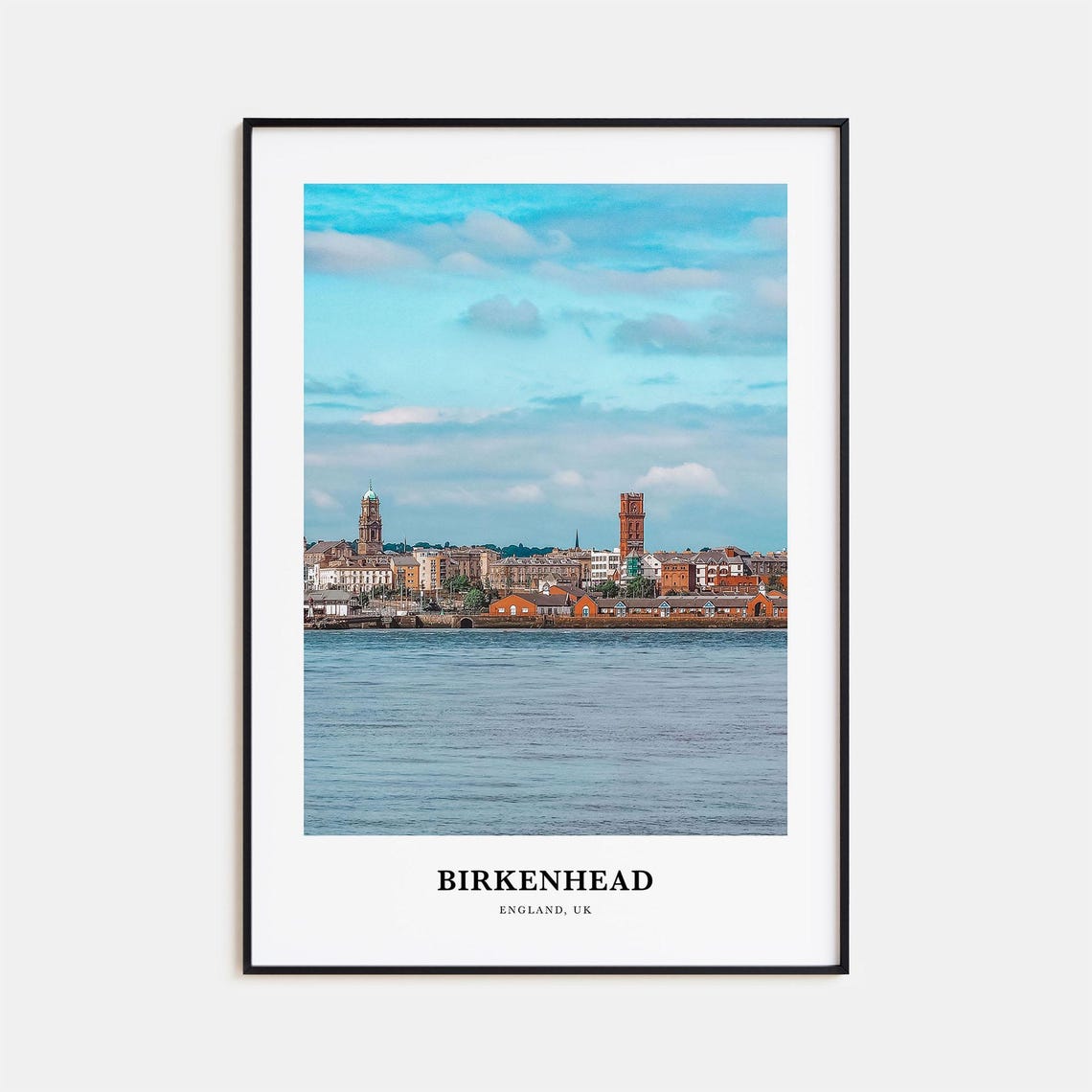 Birkenhead England Waterfront Skyline River View Photo Poster