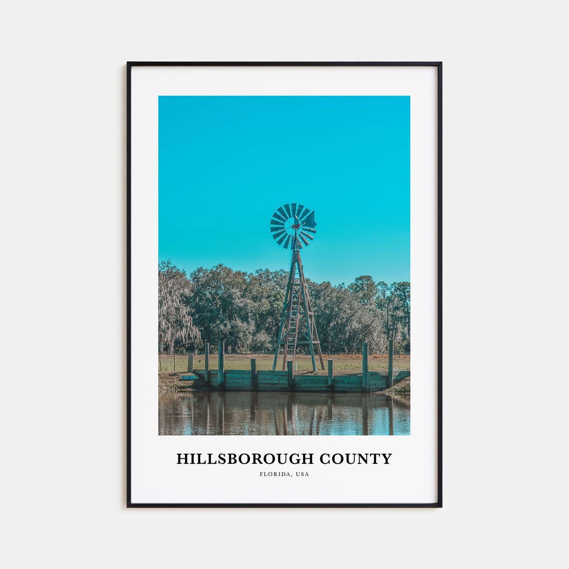 Hillsborough County Florida Windmill Pond Rural Photography Poster