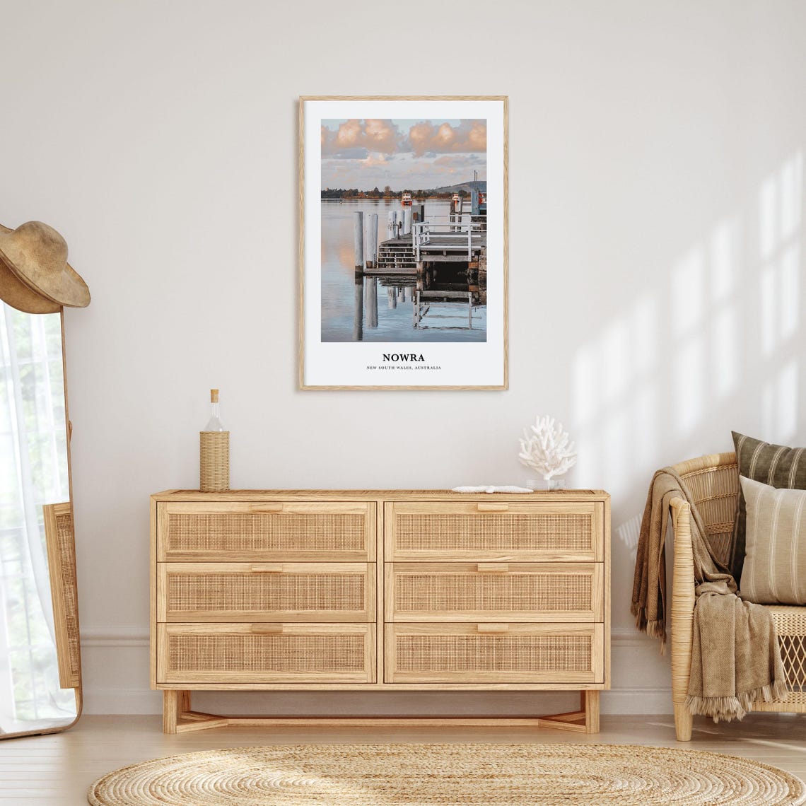 Nowra Australia Wooden Pier Calm Harbor Reflection Photo Poster - Image 2