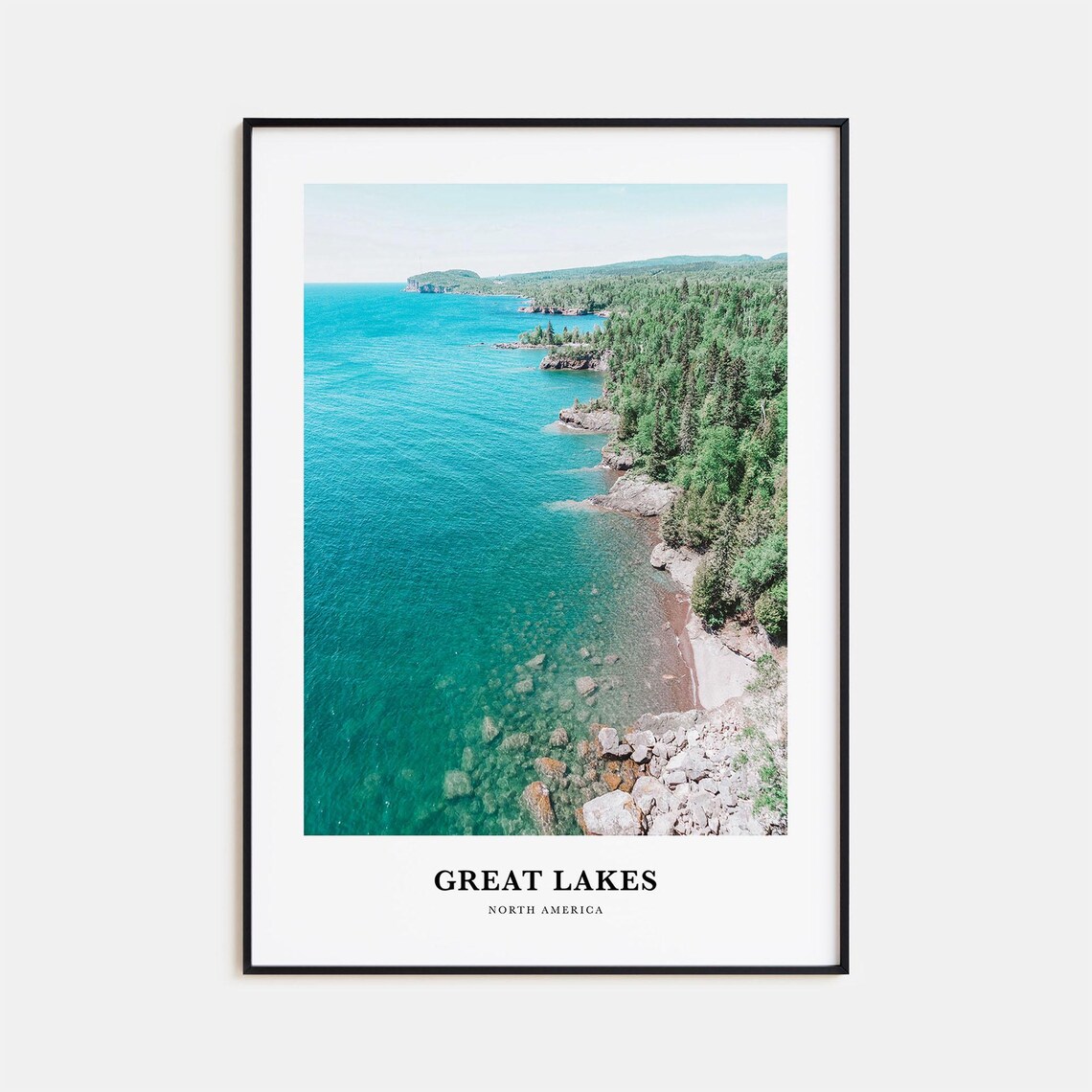 Great Lakes Travel Poster, North America Map