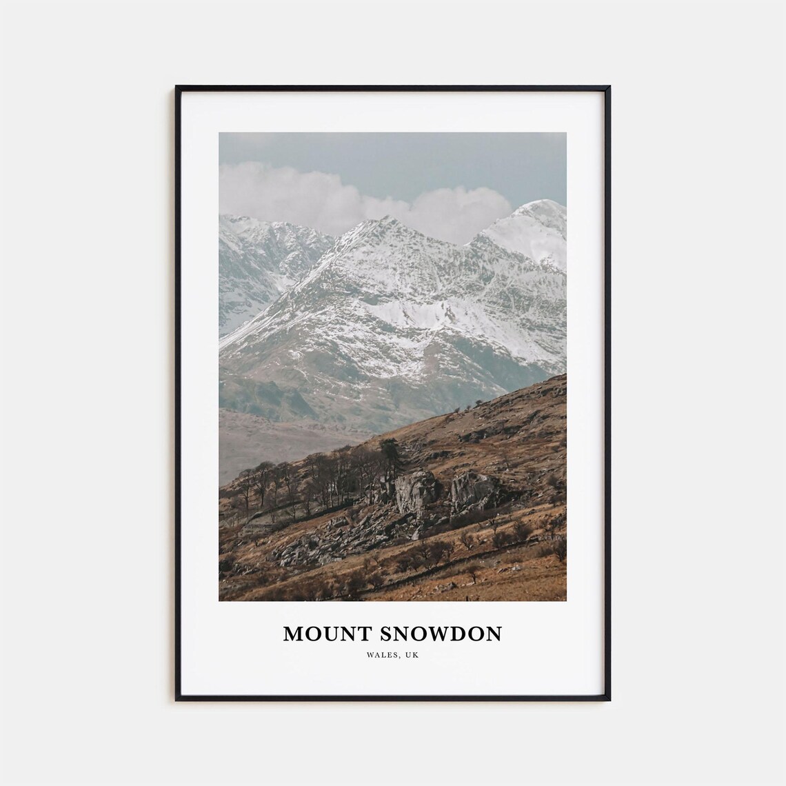 Mount Snowdon Wales Snowy Mountain Peaks Landscape Photo Poster