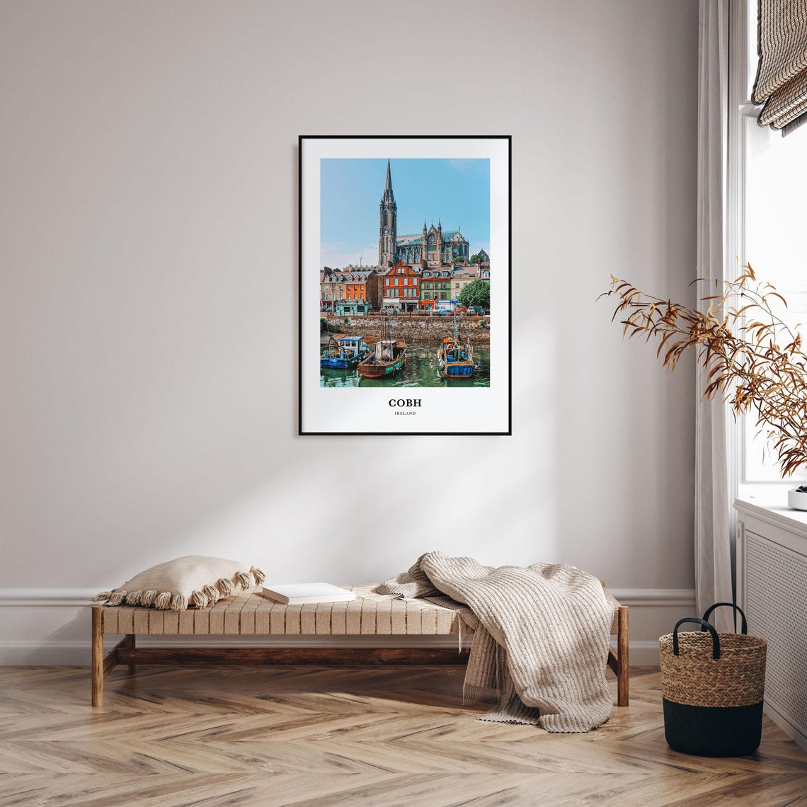 Cobh Ireland St Colmans Cathedral Above Colorful Waterfront Poster - Image 3