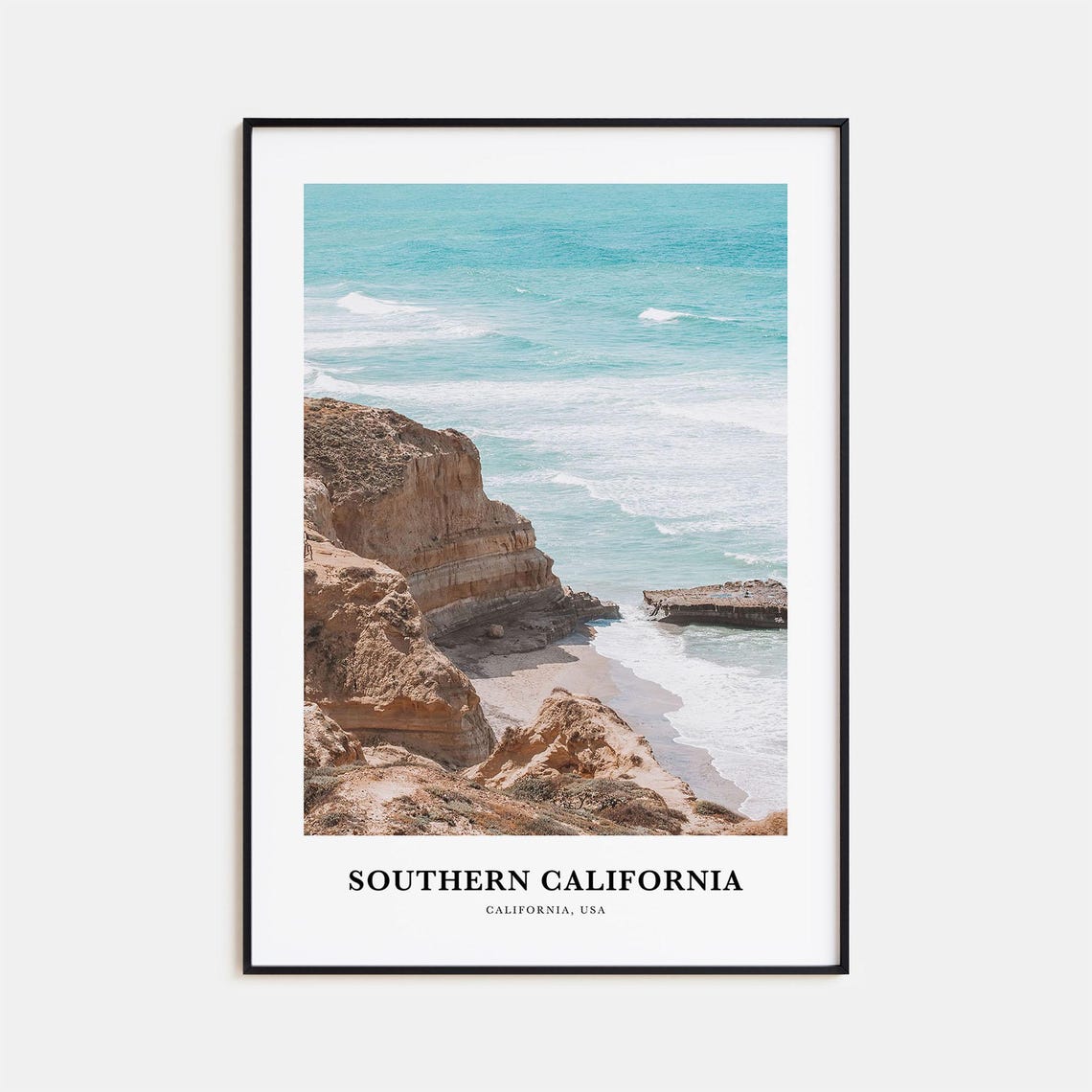 Southern California Coastal Cliffs Turquoise Ocean Photography Poster
