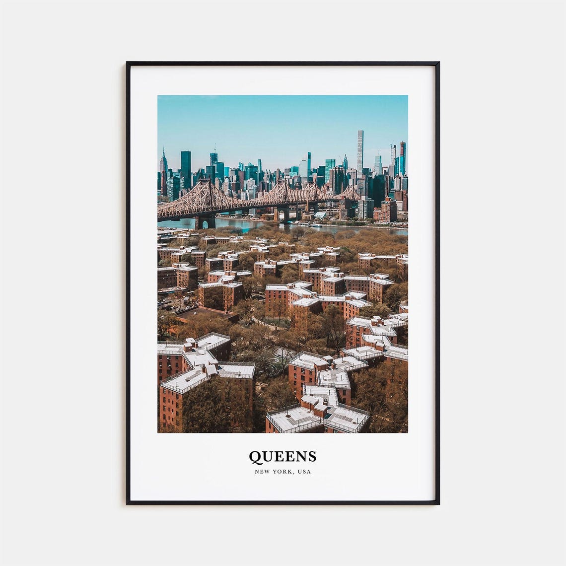Queens New York City Skyline Queensboro Bridge Aerial View Poster