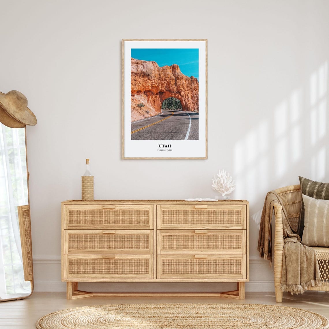 Utah Red Rock Arch Scenic Desert Road Photography Travel Poster - Image 2
