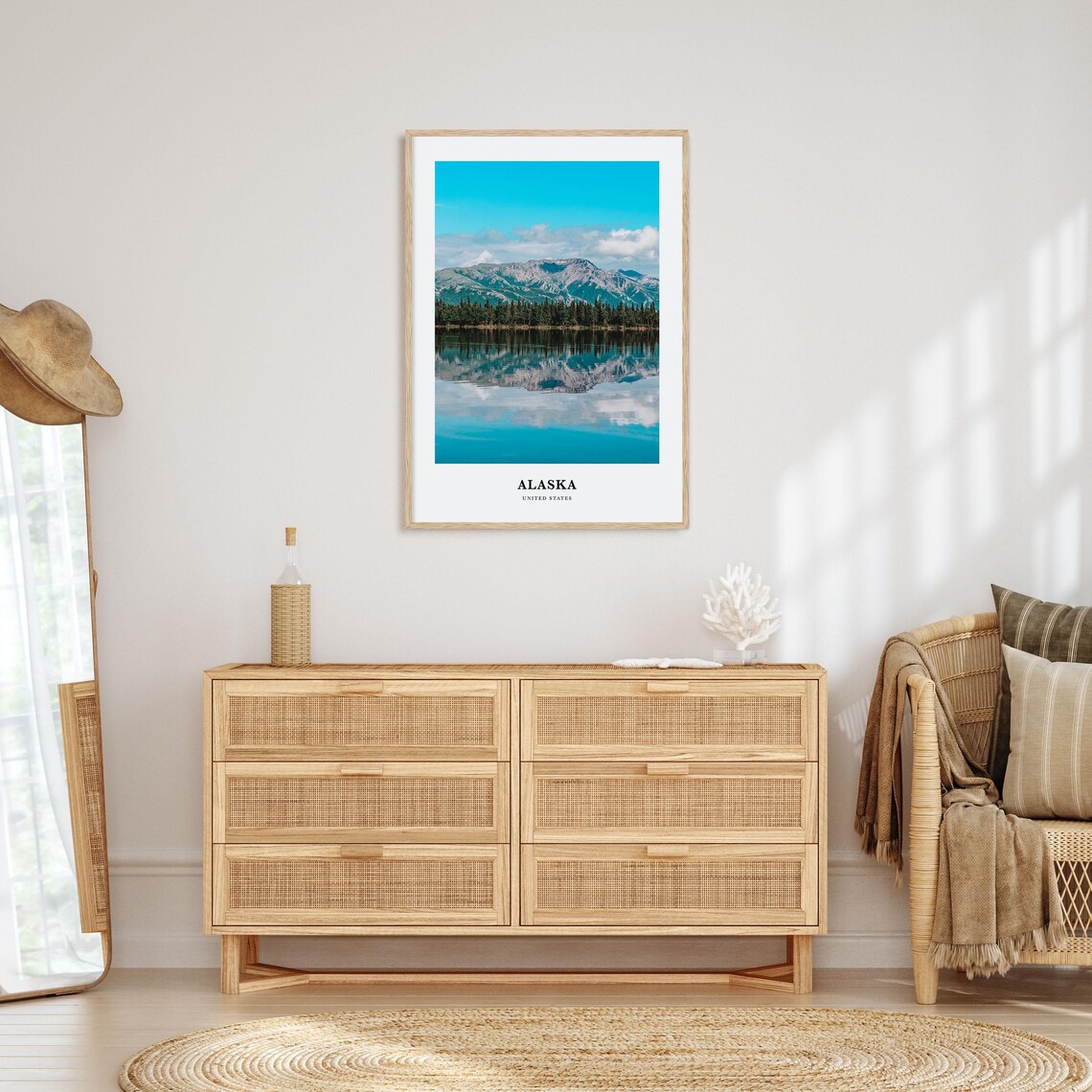 Alaska Lake Reflection Mountain Photography Travel Poster Calm USA - Image 2