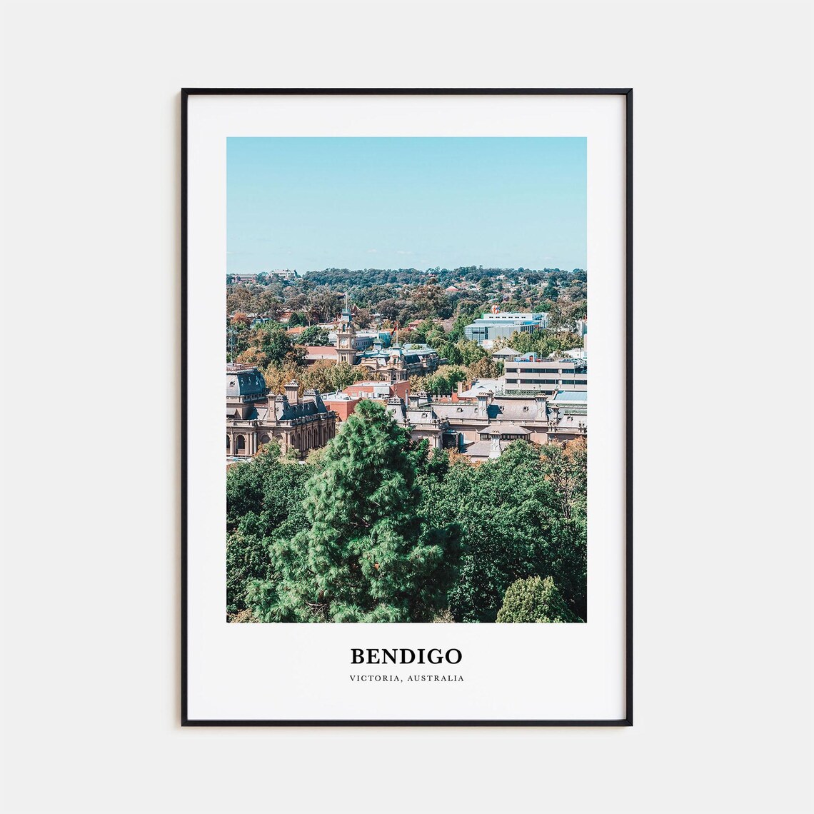 Bendigo Victoria Australia City Panorama Minimalist Travel Poster