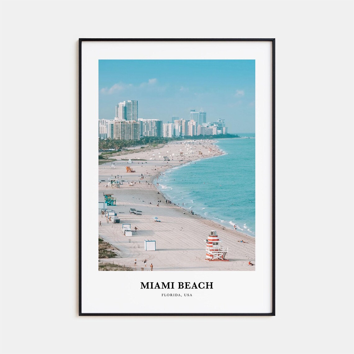 Miami Beach Travel Poster, Florida USA Map Print