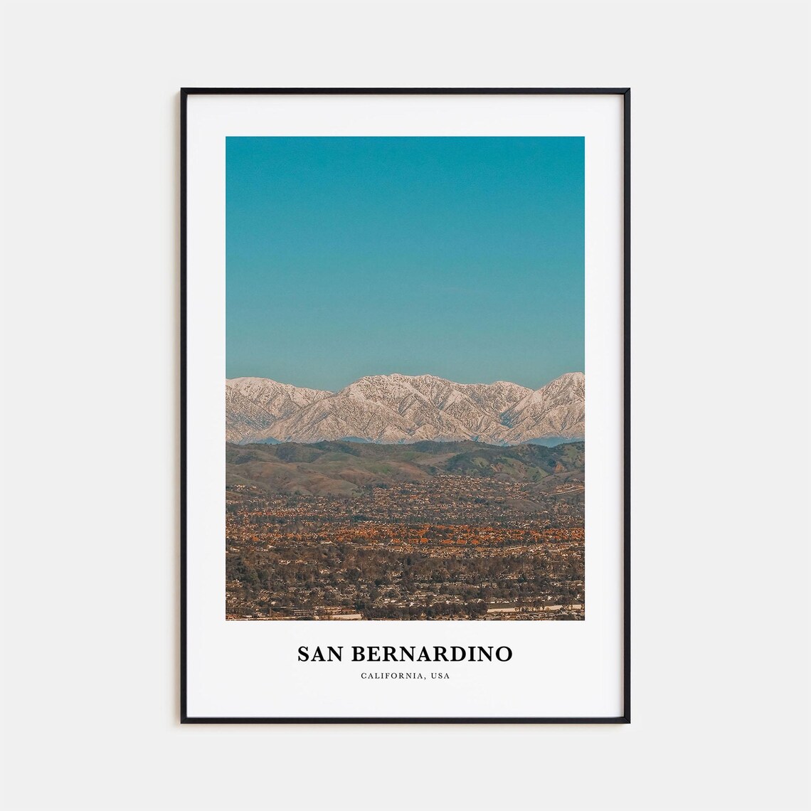San Bernardino California Snow Peaks Photography Travel Poster USA