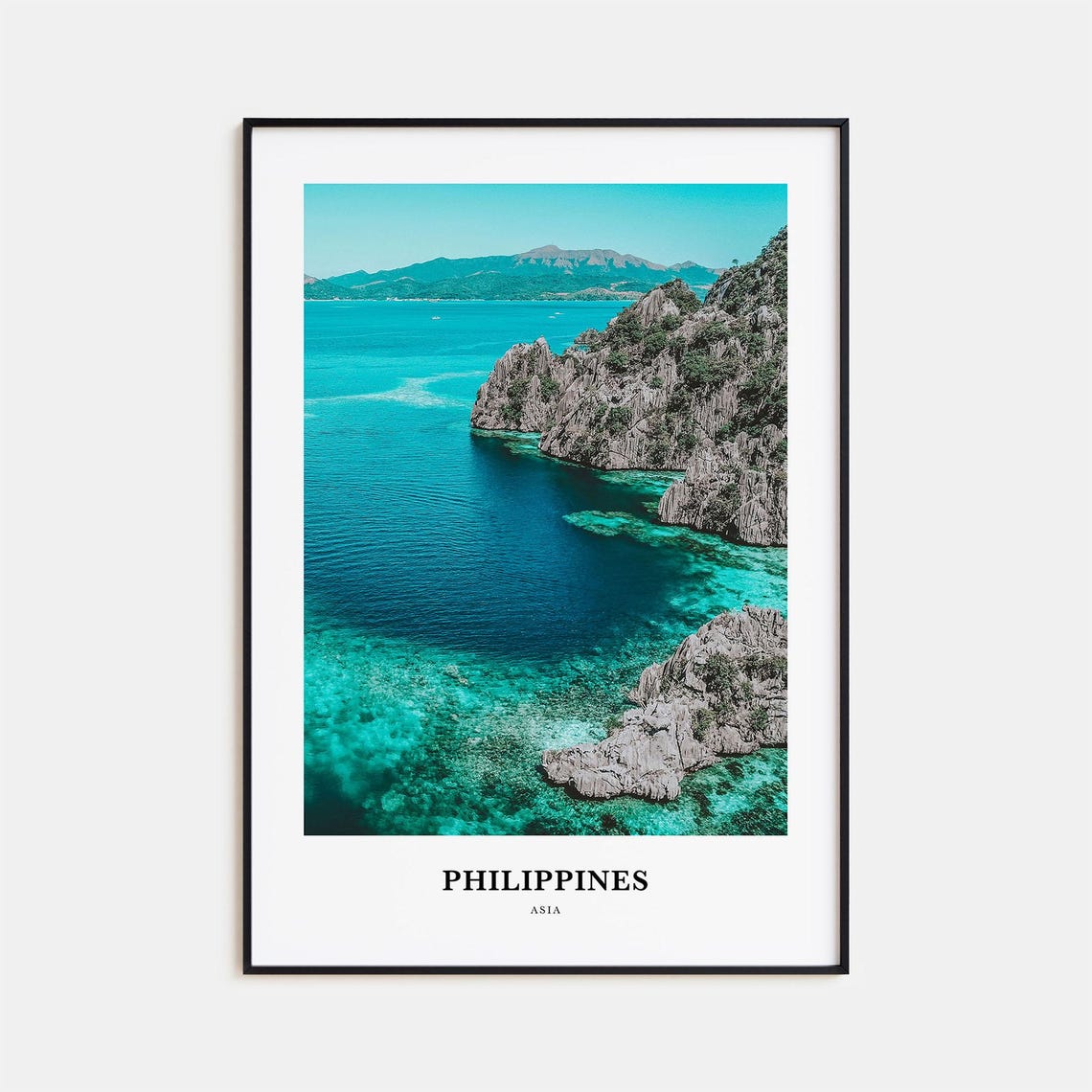 Philippines Turquoise Lagoon Limestone Cliffs Island Travel Poster